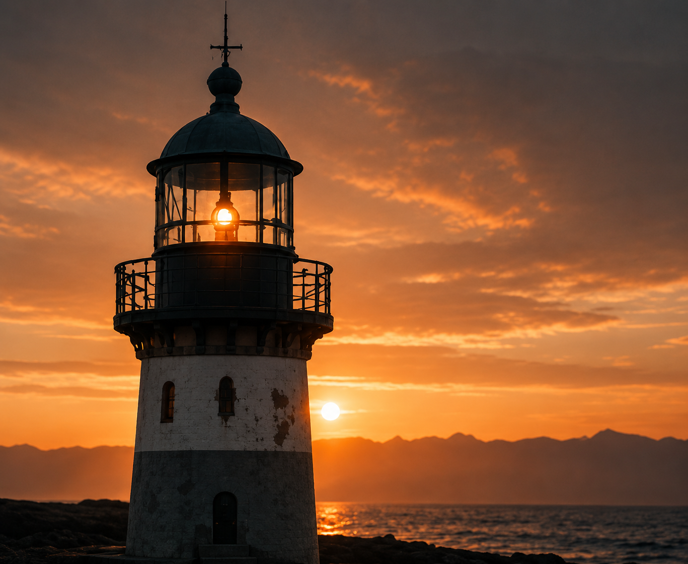 Phare au coucher du soleil